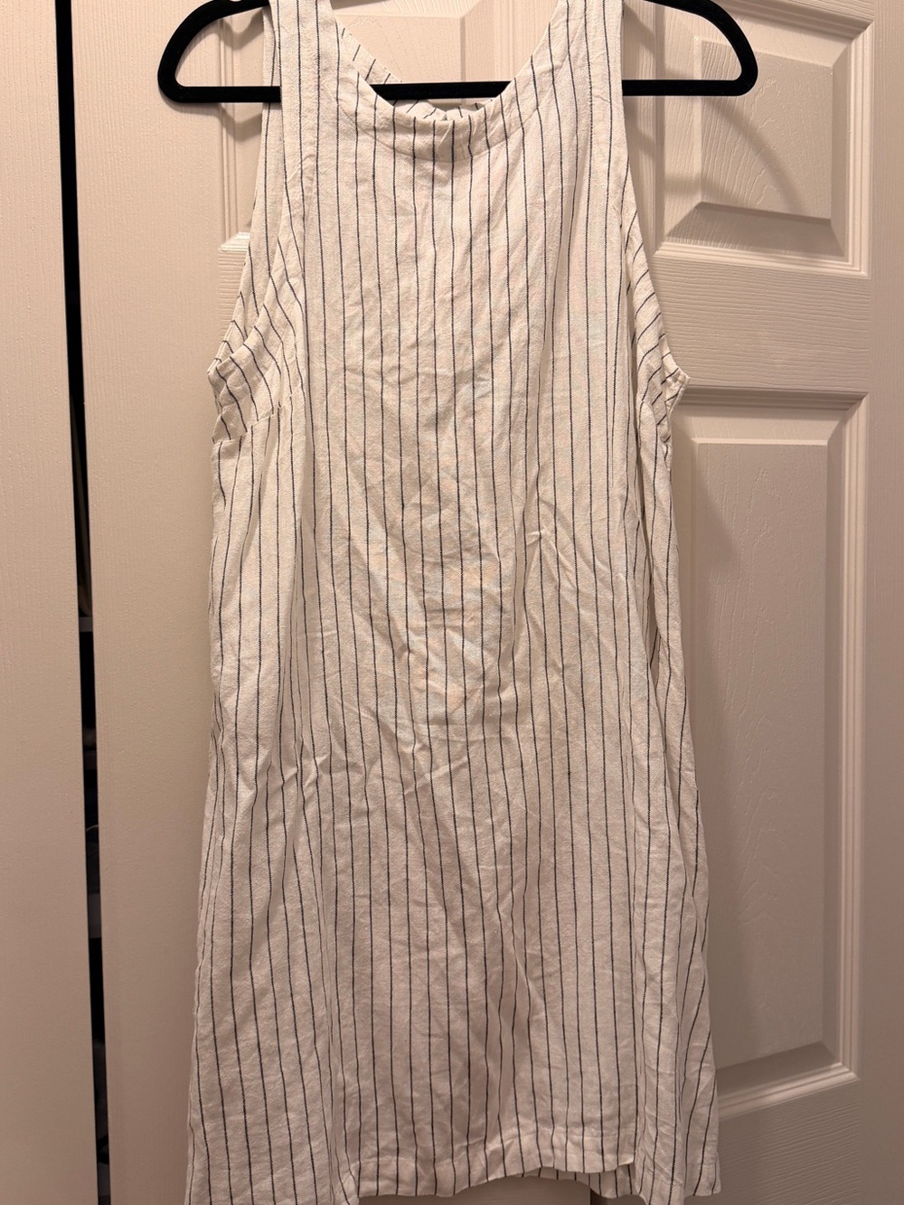 a new day White Dress with Thin Navy Pinstripes